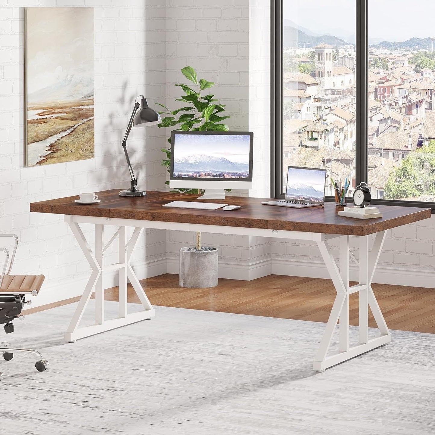 70.8-Inch Executive Desk, Large Computer Office Desk Workstation,