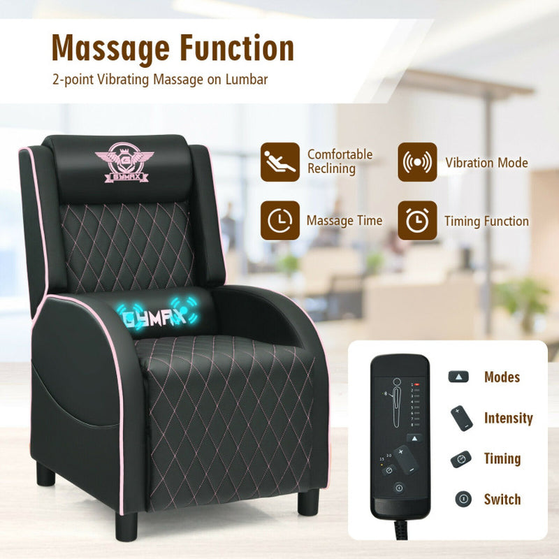 6YMAX Massage Gaming Recliner Chair with Headrest and Adjustable Backrest