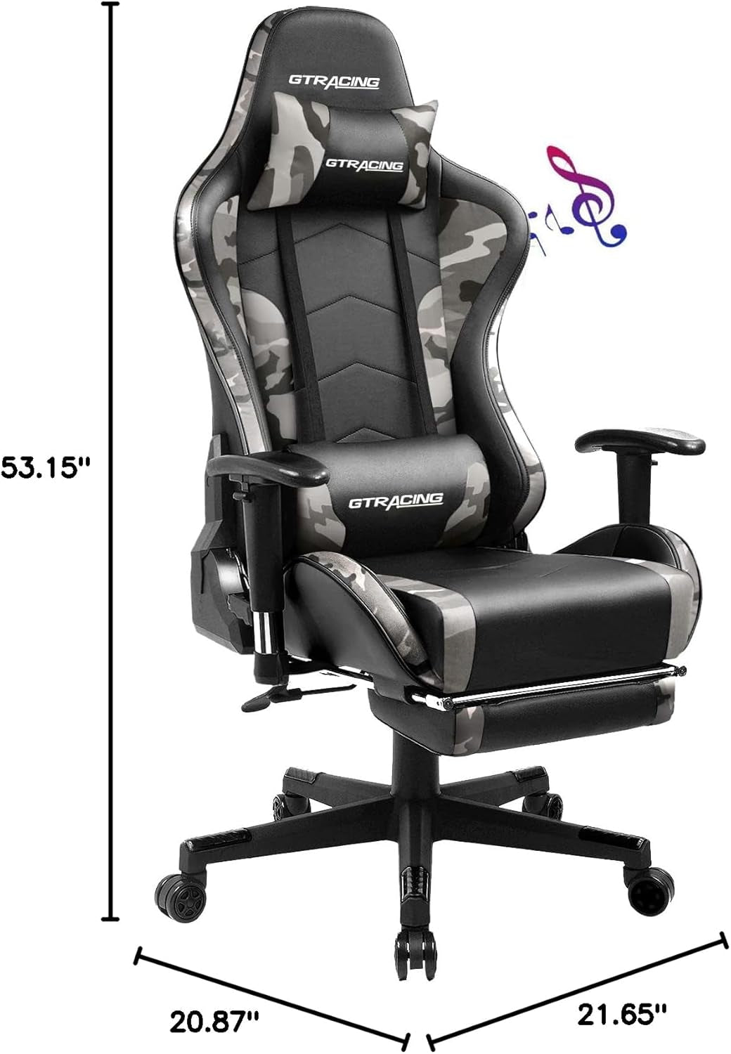 GTRAcing Gaming Chair with Bluetooth Speakers