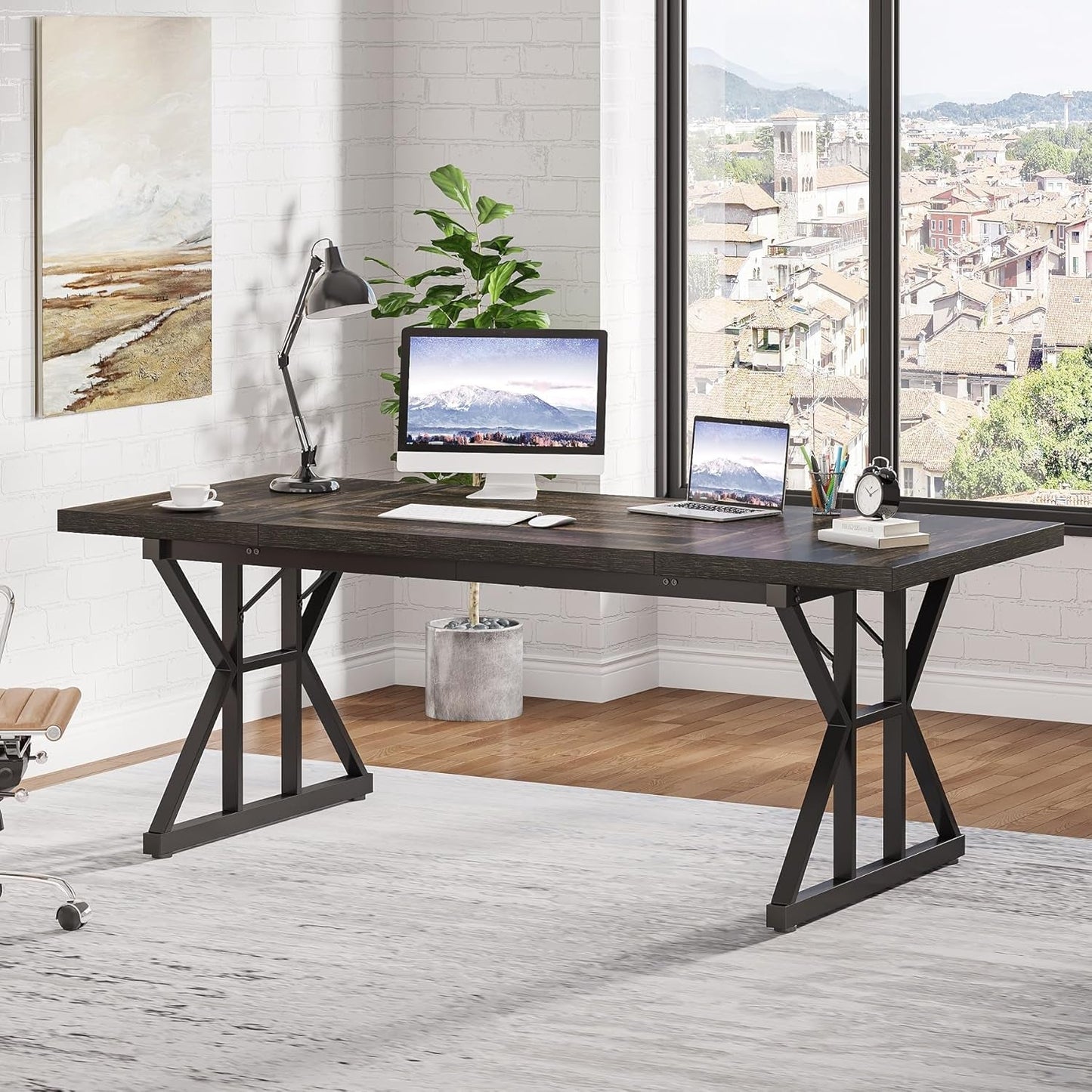 70.8-Inch Executive Desk, Large Computer Office Desk Workstation,