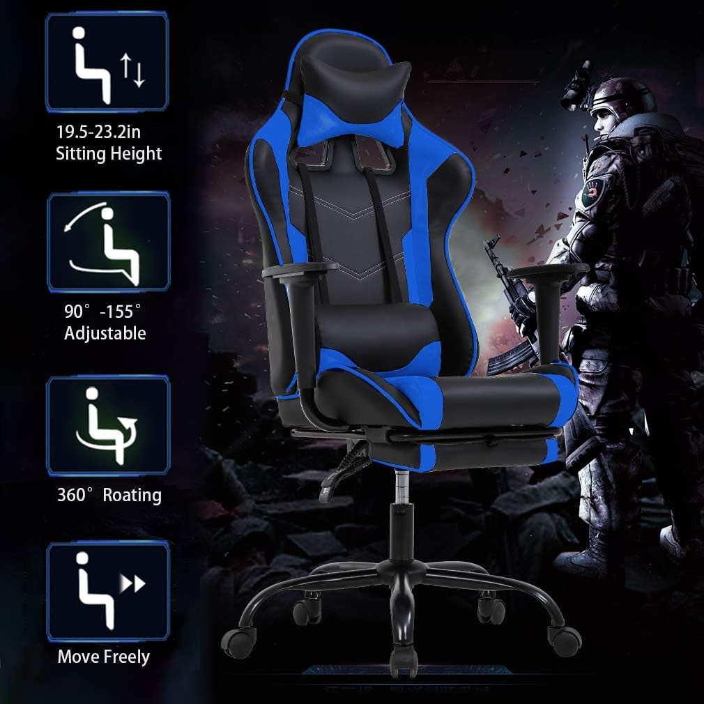 Gaming Chair with Footrest,Ergonomic Office Chair,Adjustable Swivel