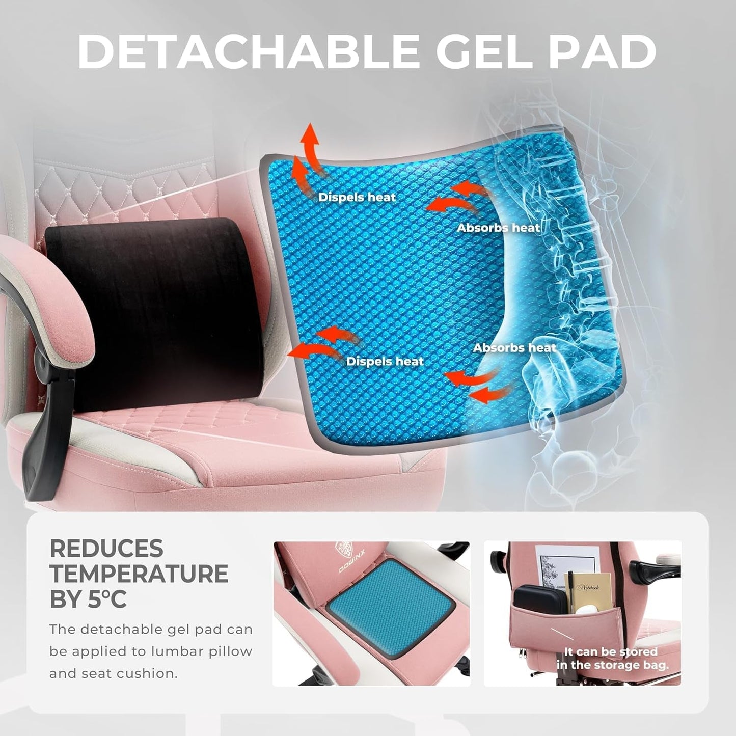 DOWINX Gaming Chair Breathable Fabric Computer Chair with Pocket Spring