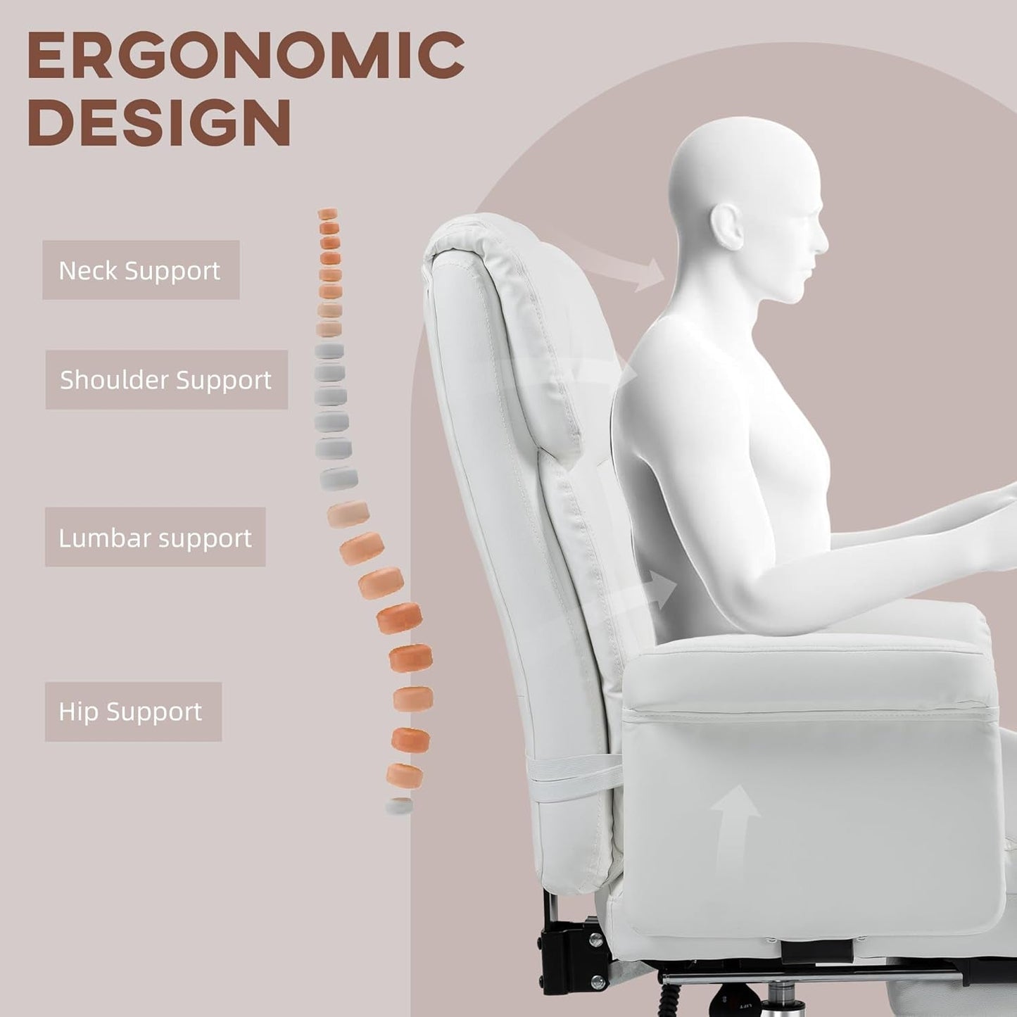 HOMCOM Executive Office Chair with Footrest and Lumbar Support, PU Leather