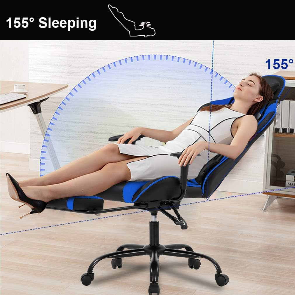 Gaming Chair with Footrest,Ergonomic Office Chair,Adjustable Swivel
