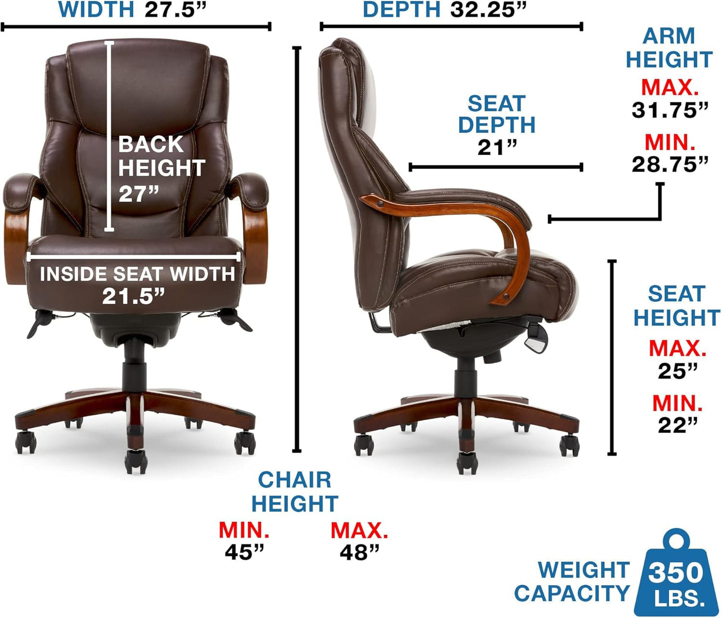 Lazyboy Delano Big & Tall Executive Office Chair, High Back Ergonomic Lumbar