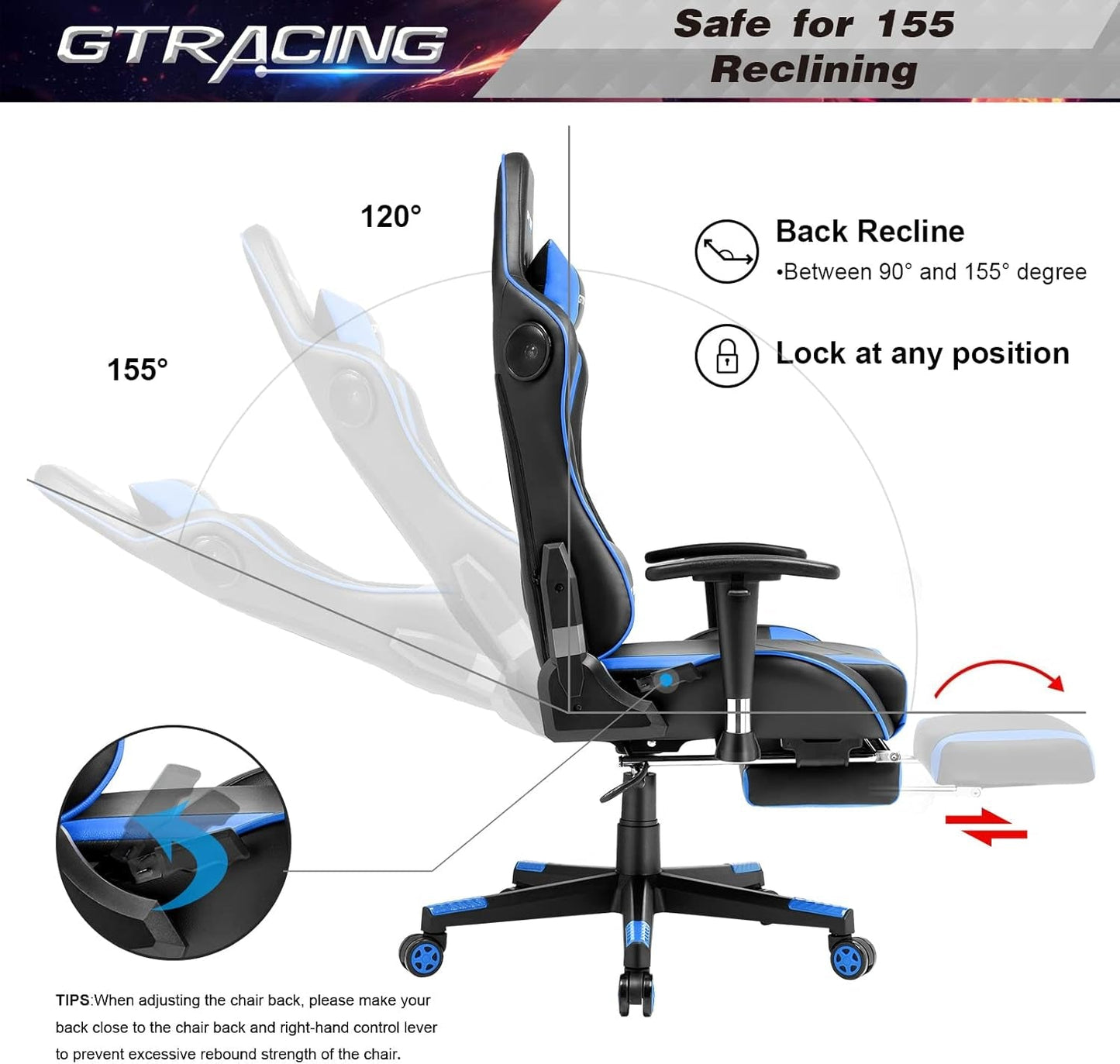 GTRAcing Gaming Chair with Bluetooth Speakers
