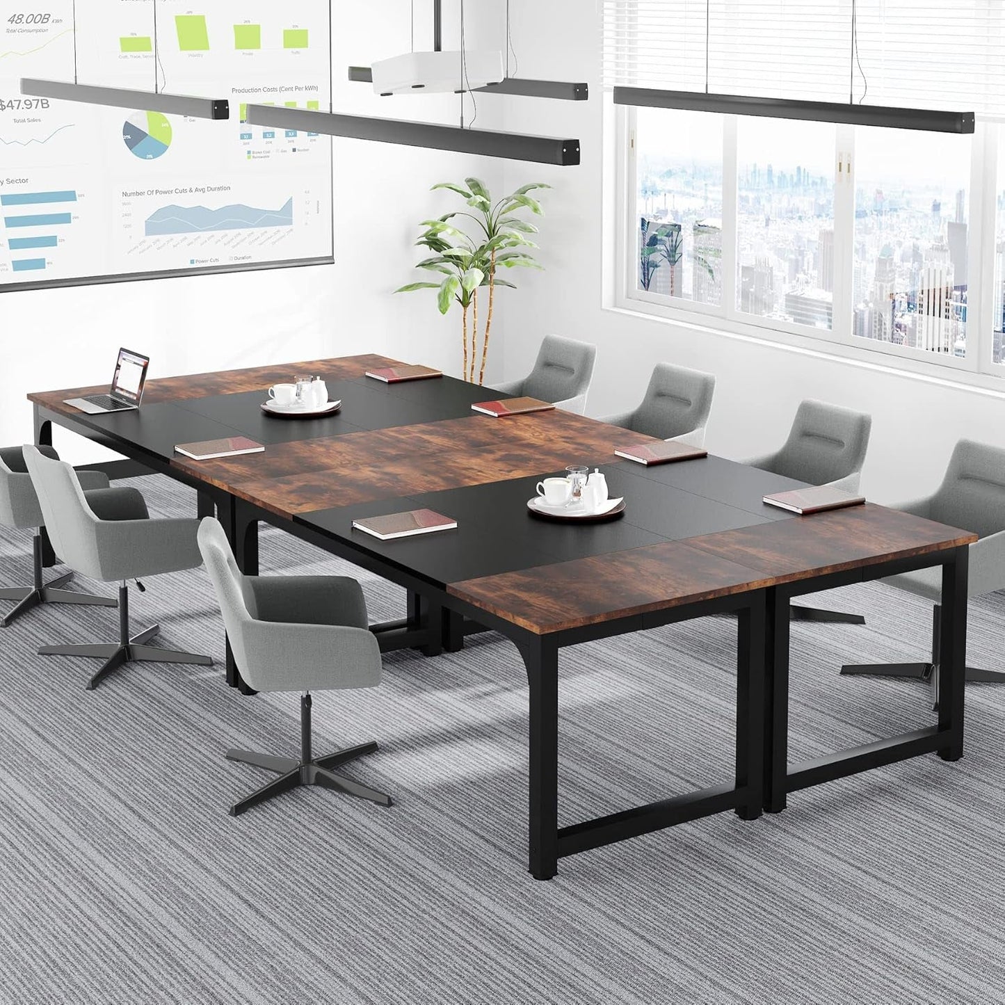 70.8”Executive Desk, Large Office Computer Desk with Thicken Frame,