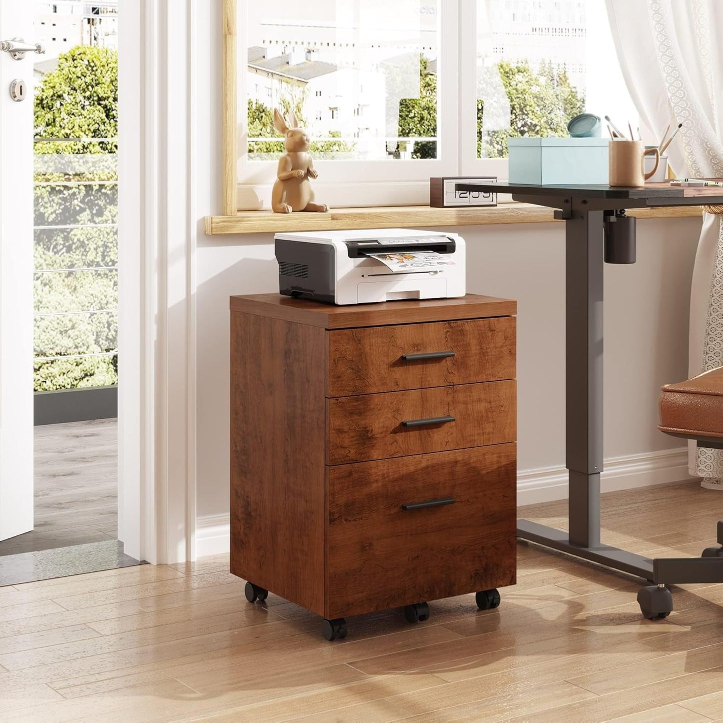 3 Drawer File Cabinet for Home Office, Wood under Desk Filing Cabinet,