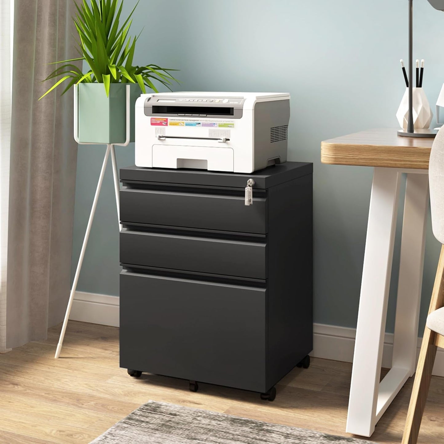 3 Drawer File Cabinet for Home Office, under Desk Mobile Filing