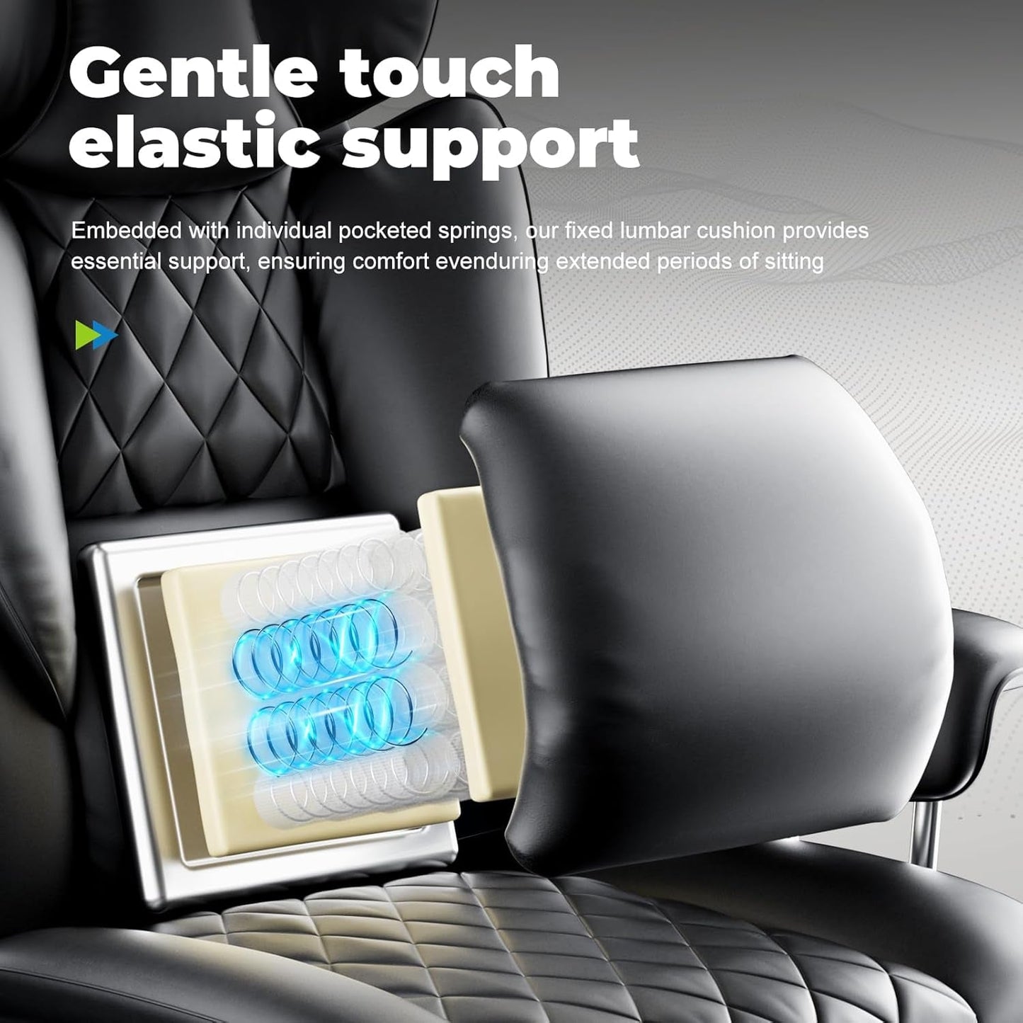 Big and Tall Gaming Chair with Pocket Spring Lumbar Support, Ergonomic