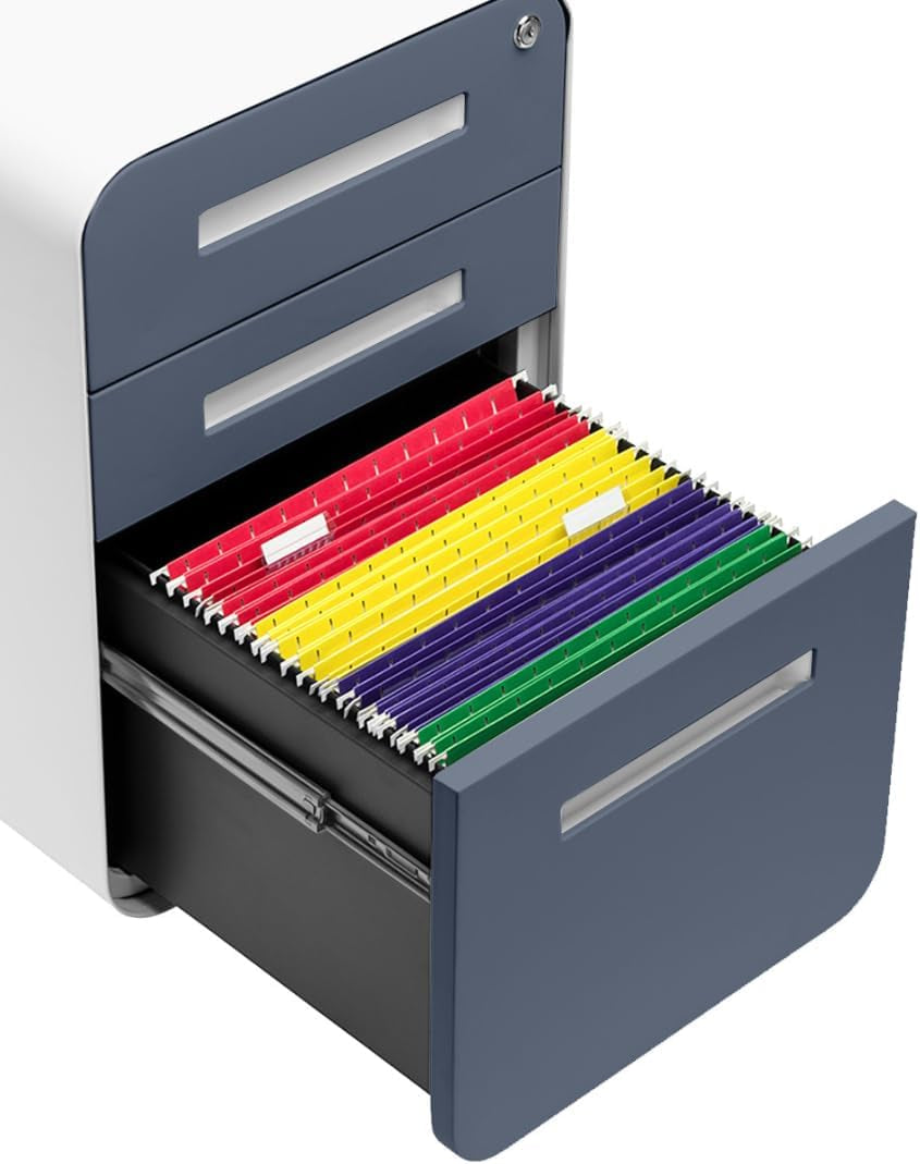 Stockpile 3 Drawer File Cabinet with Lock - under Office Desk Metal