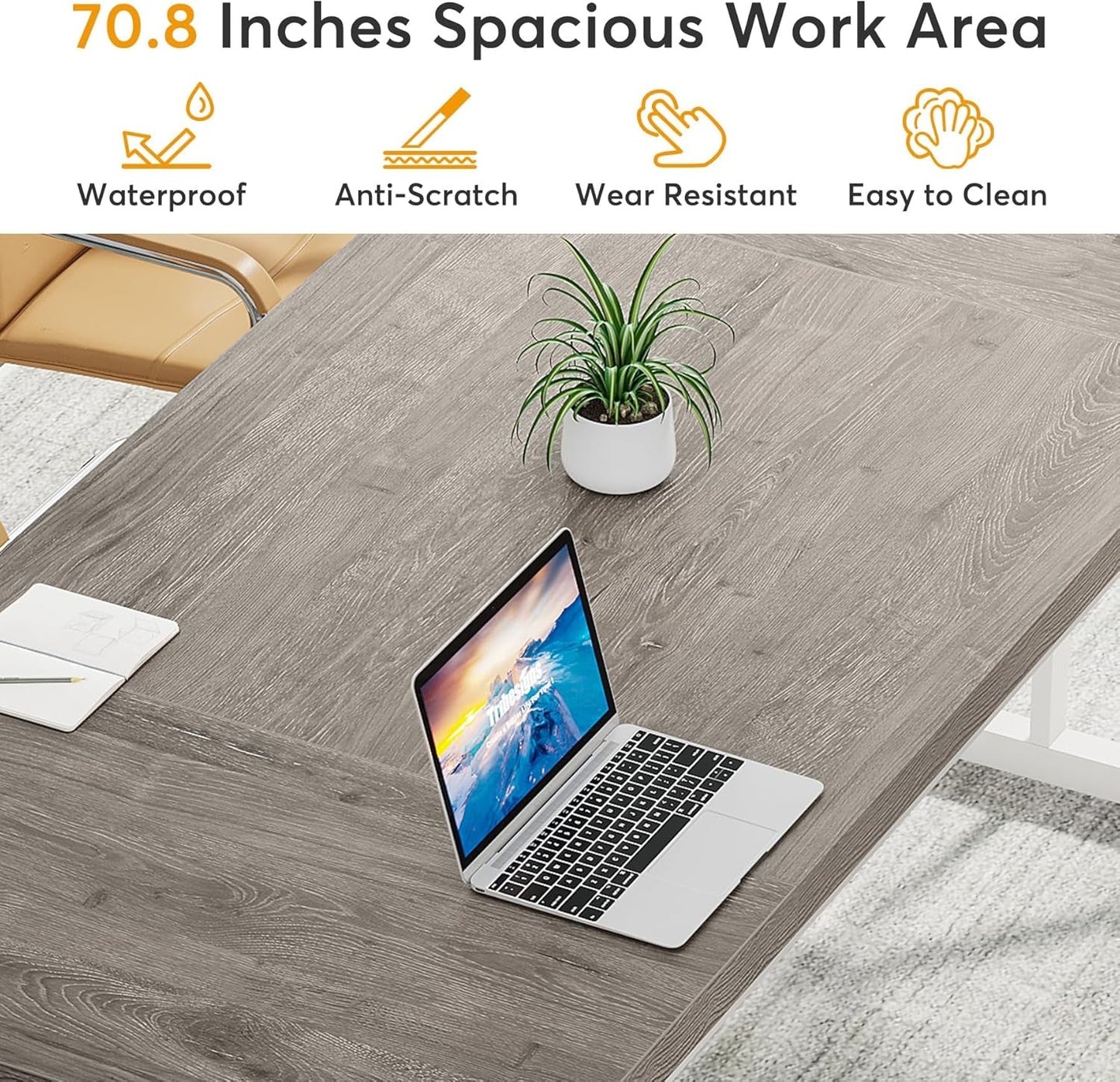 70.8-Inch Executive Desk, Large Computer Office Desk Workstation,