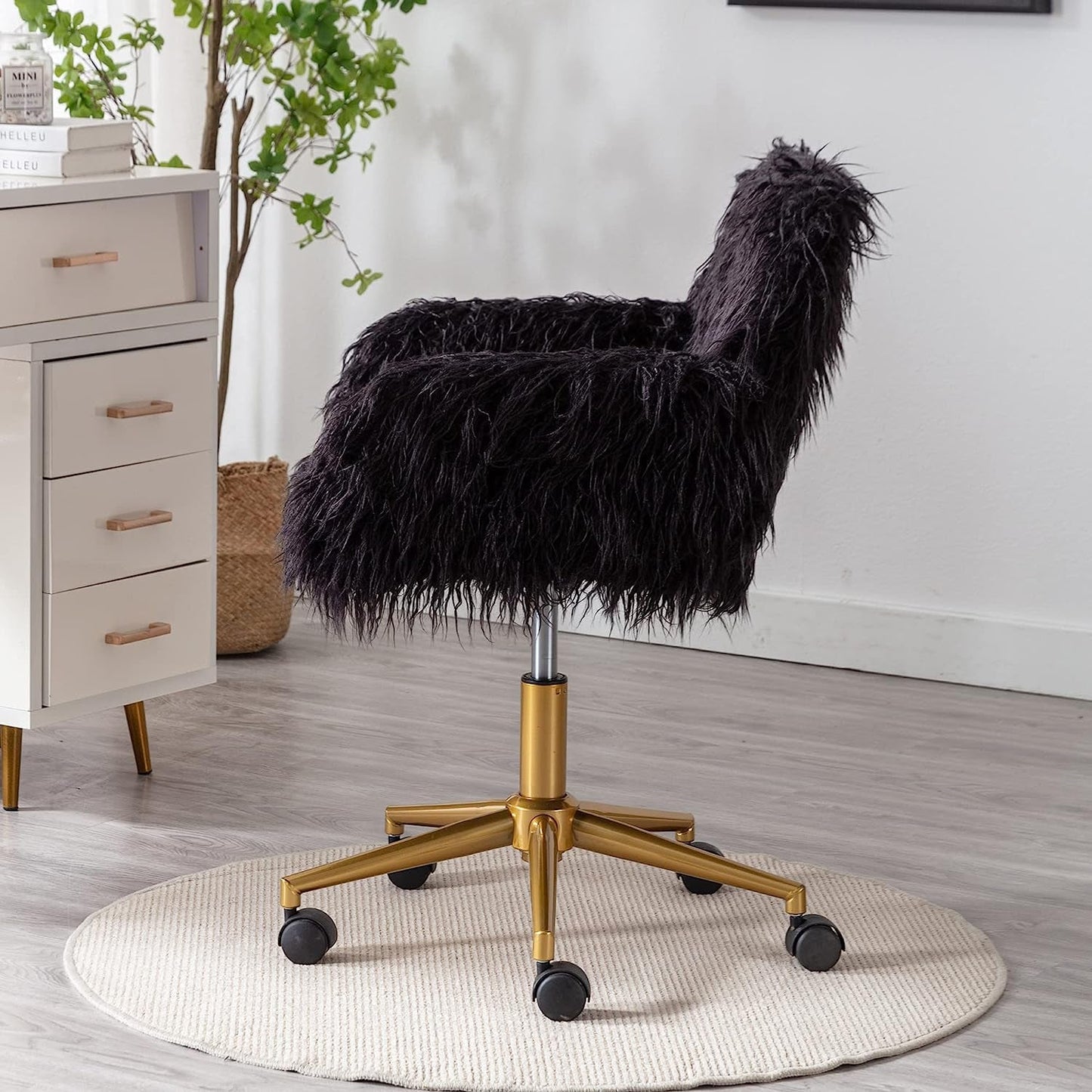 KCC Soft Faux Fur Swivel Chair for Home Office