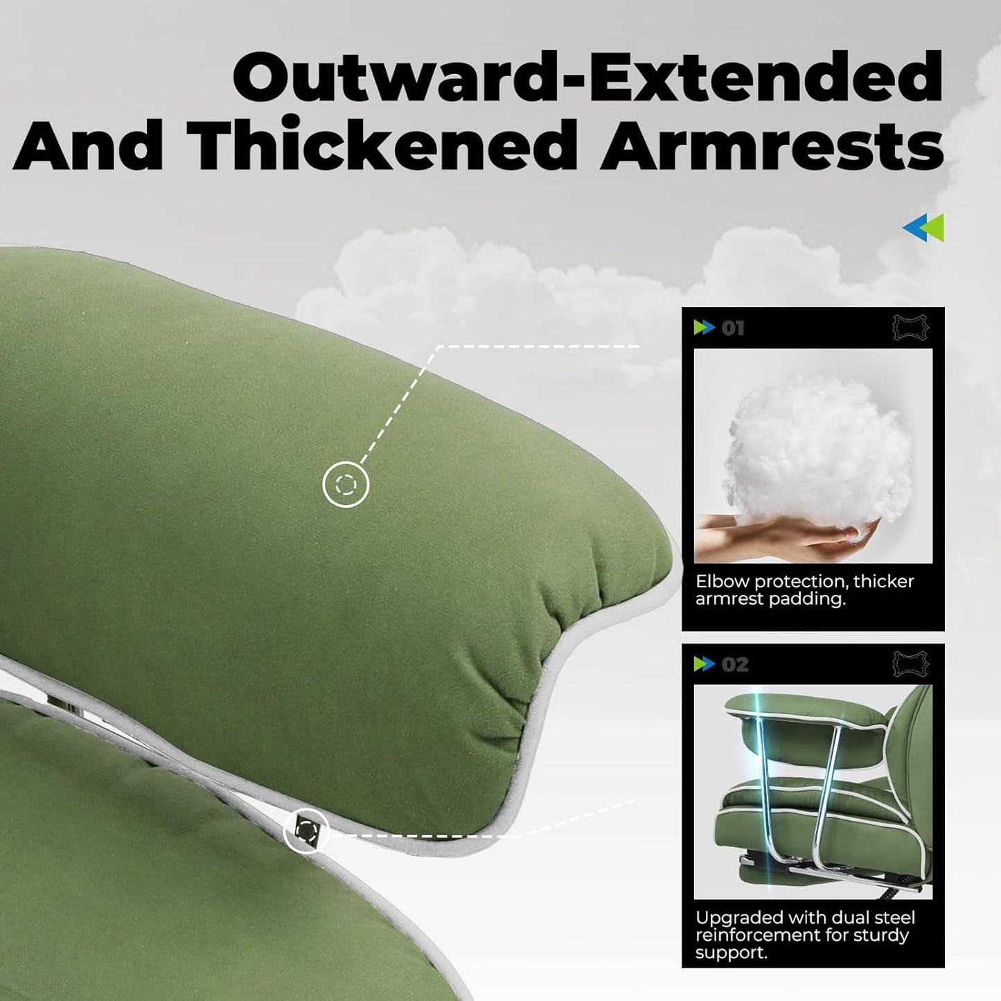 Big and Tall Gaming Chair with Pocket Spring Lumbar Support, Ergonomic