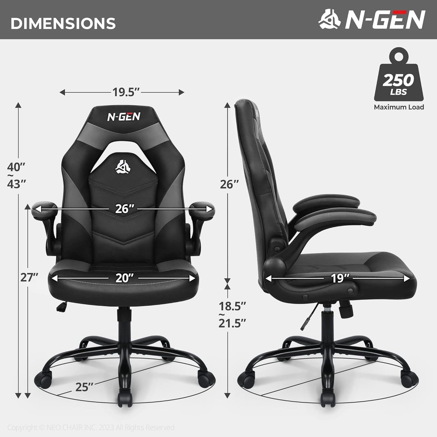 N-GEN Video Gaming Computer Chair Ergonomic Office Chair Desk Chair