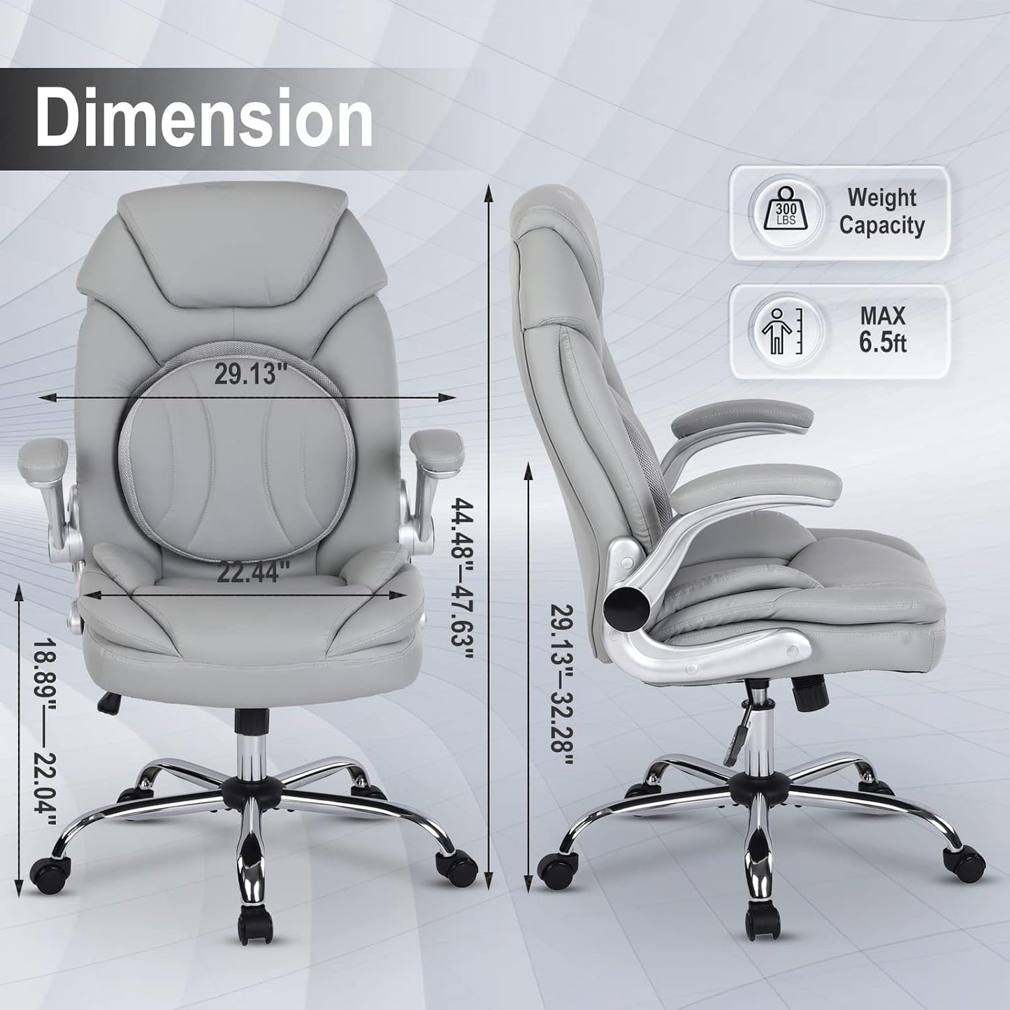 Ergonomic Executive Office Chairs with Lumbar Support, PU Leather Home
