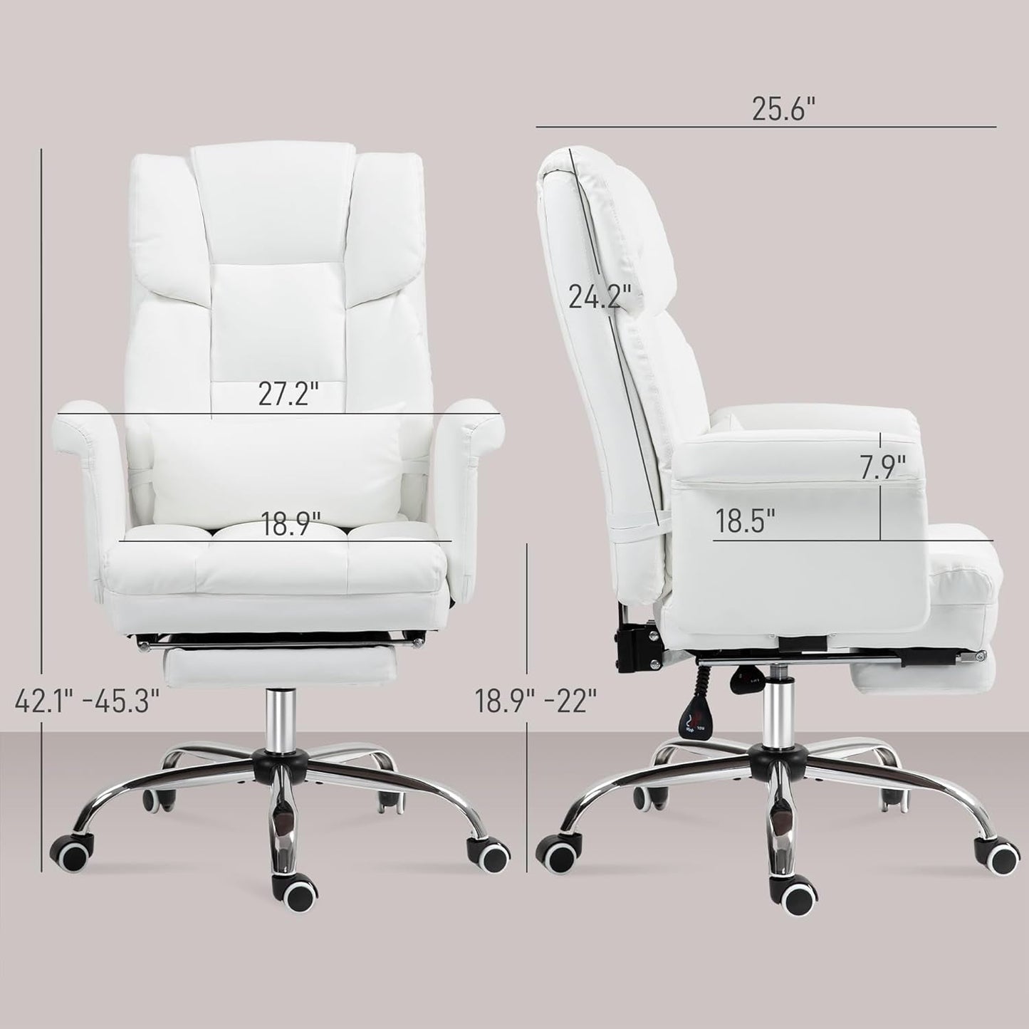 HOMCOM Executive Office Chair with Footrest and Lumbar Support, PU Leather