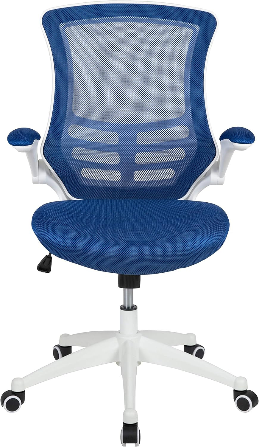 Kelista Office Chair, Ergonomic, Mid-Back, White Frame, Blue Mesh with