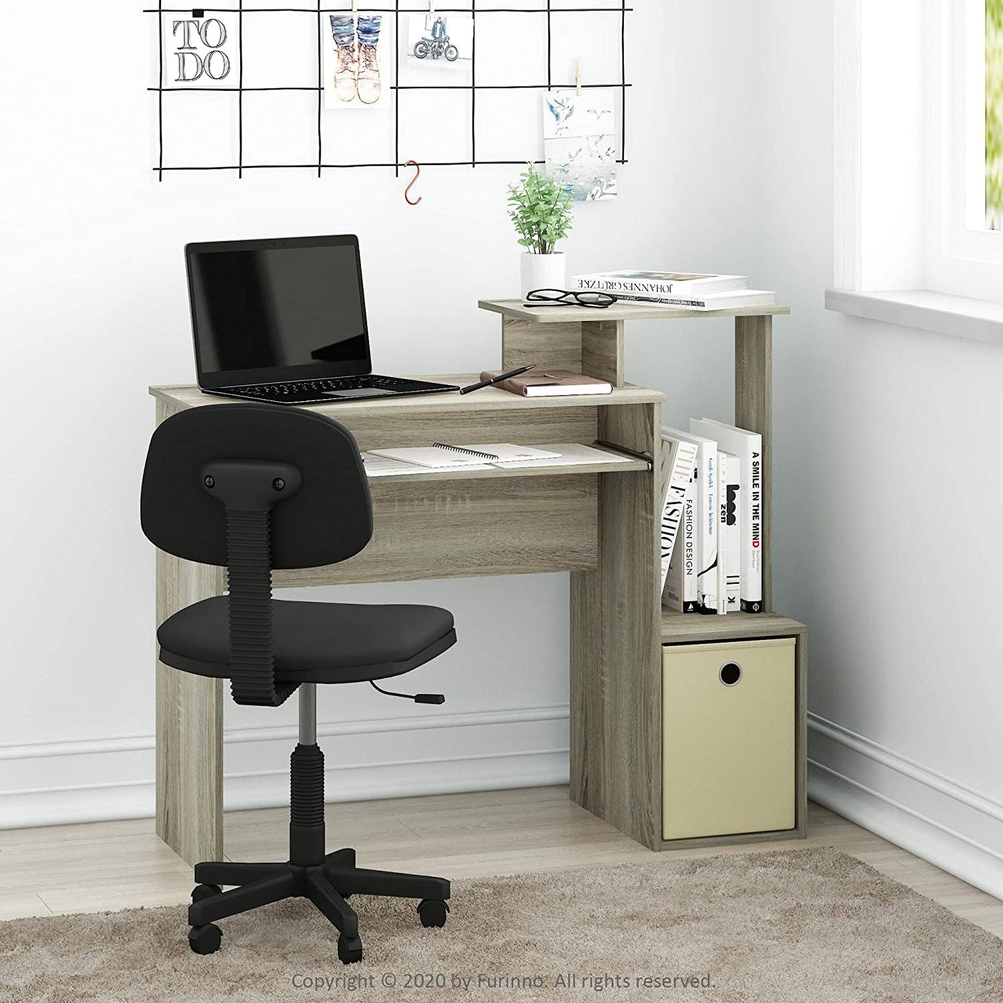 Econ Multipurpose Home Office Computer Writing Desk, Sonoma Oak/Ivory