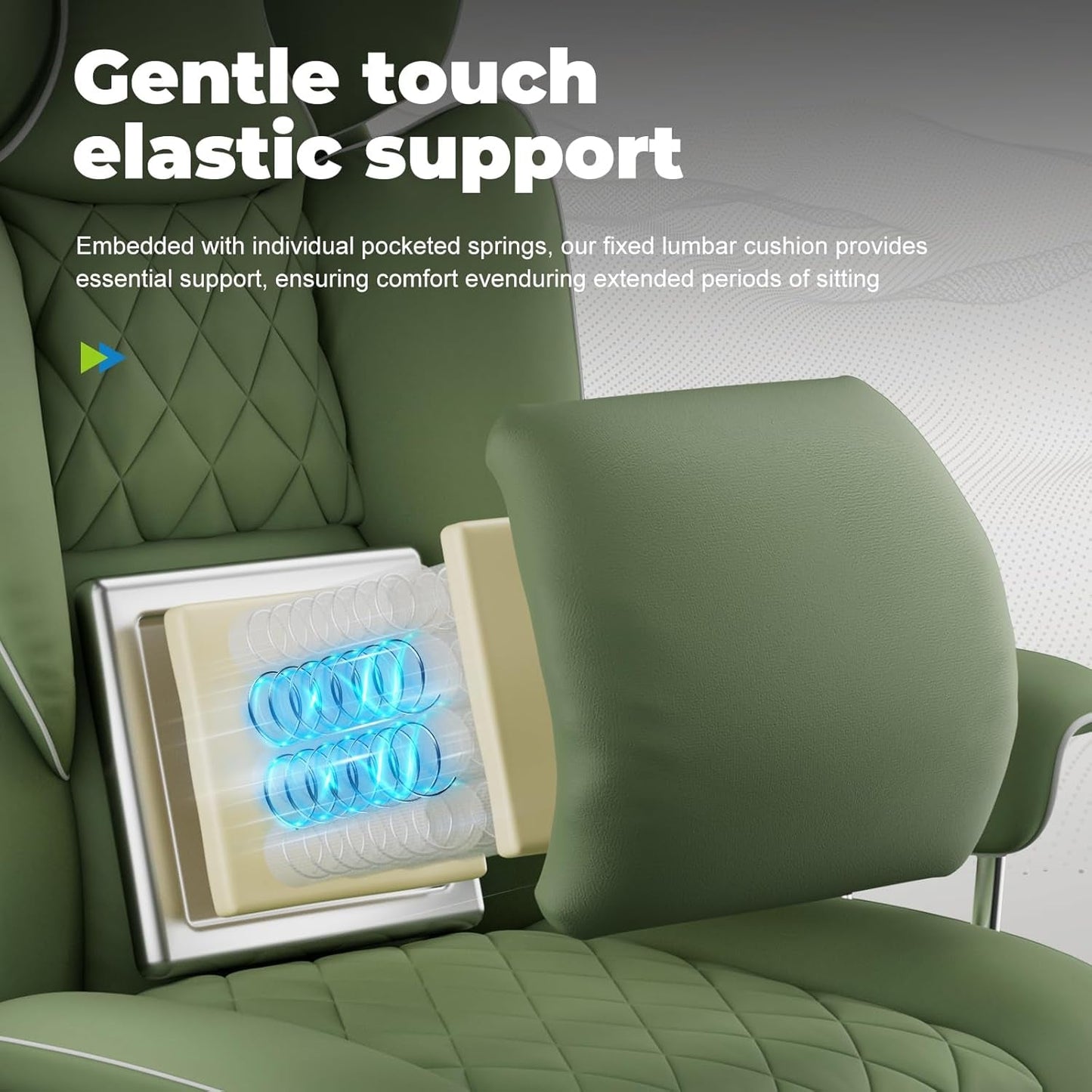 Big and Tall Gaming Chair with Pocket Spring Lumbar Support, Ergonomic