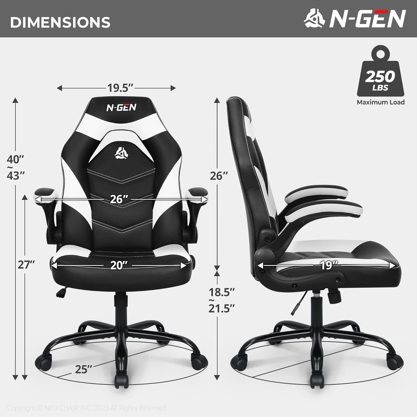 N-GEN Video Gaming Computer Chair Ergonomic Office Chair Desk Chair