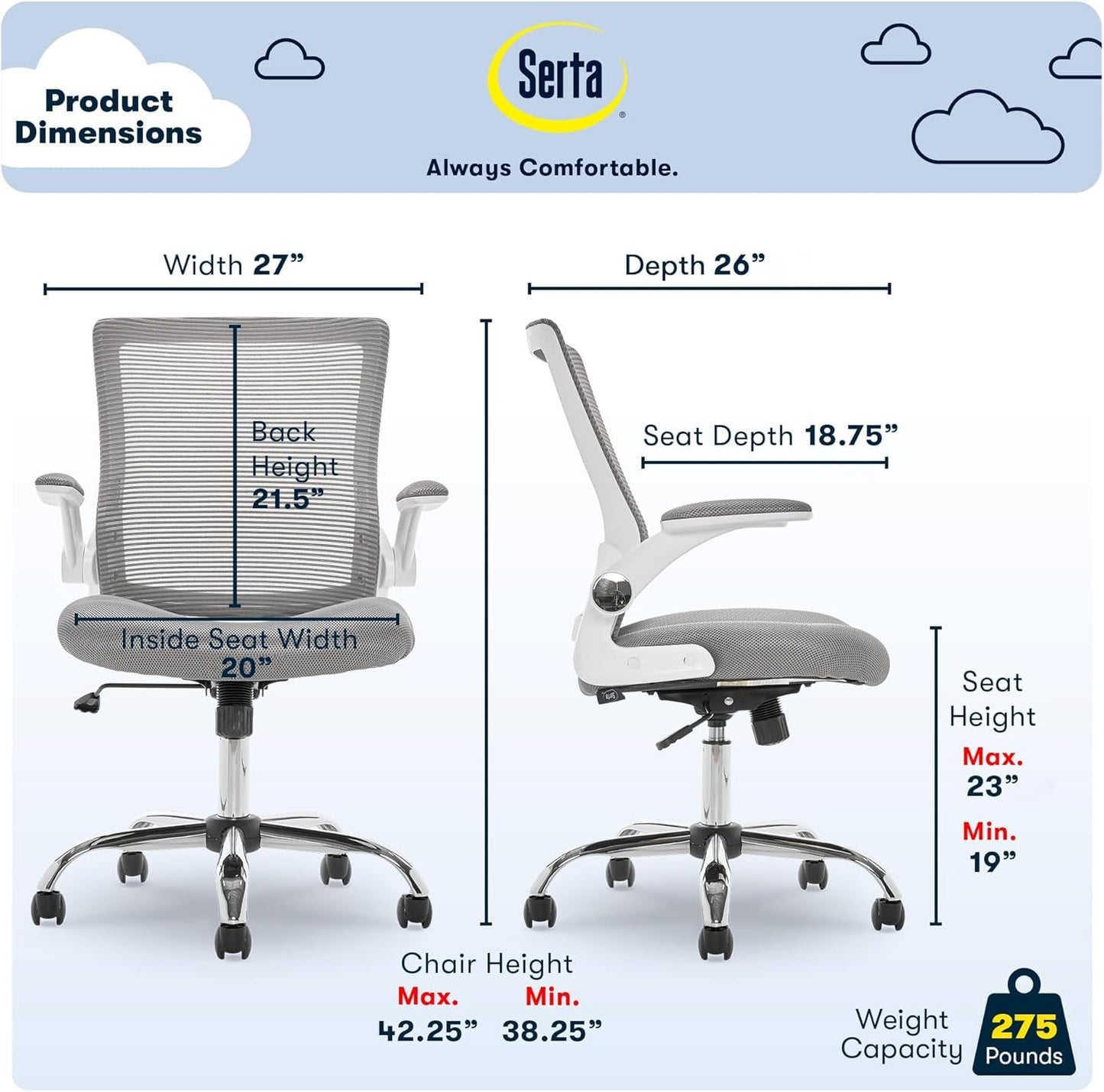 Serta Creativity Ergonomic Mesh Office Chair, Computer Desk Chair,