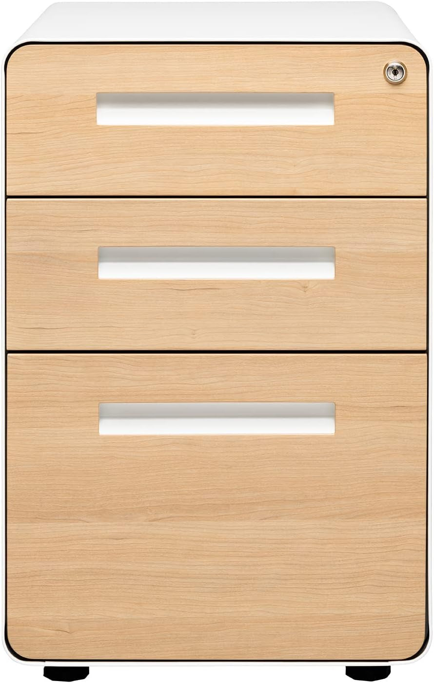 Stockpile 3 Drawer File Cabinet with Lock - under Office Desk Metal