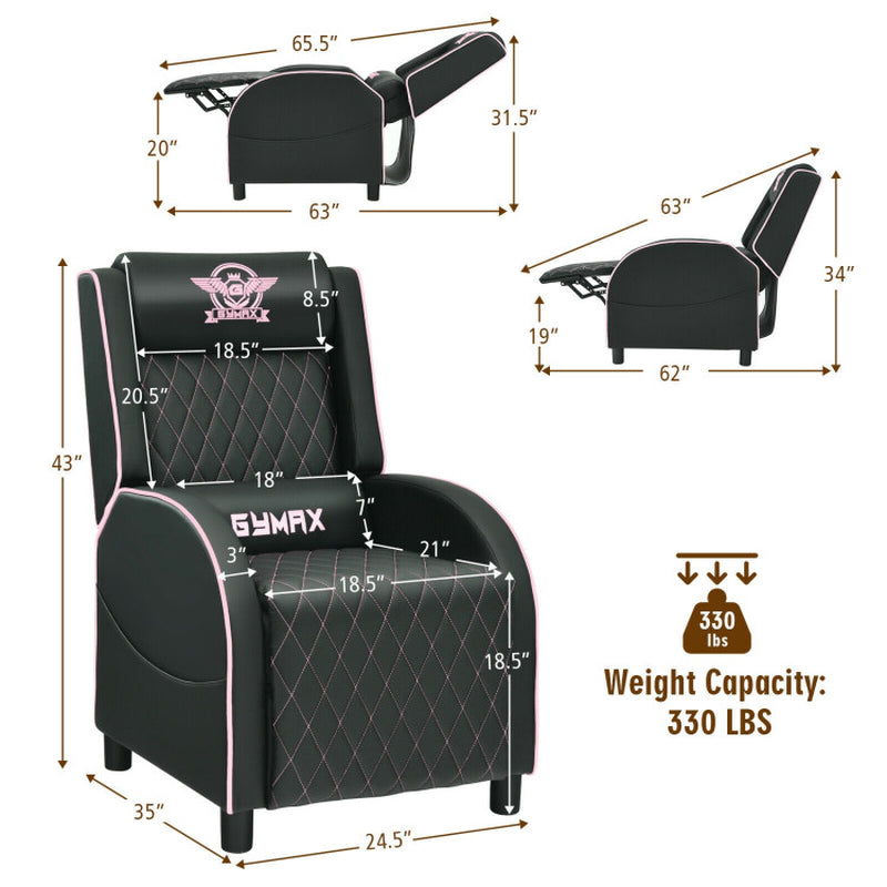 6YMAX Massage Gaming Recliner Chair with Headrest and Adjustable Backrest
