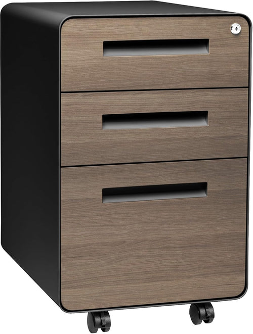Stockpile 3 Drawer File Cabinet with Lock - under Office Desk Metal