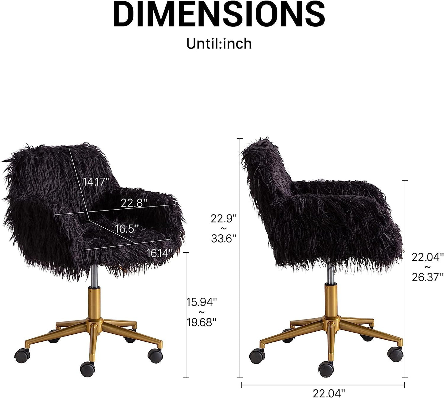 KCC Soft Faux Fur Swivel Chair for Home Office