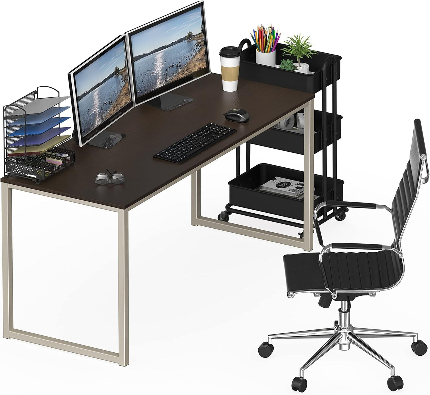 Home Office 55-Inch Computer Desk, 24" Deep, Espresso