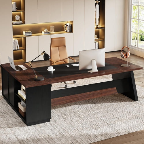 78" L-Shaped Executive Desk, Large Office Desk with Drawers and