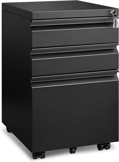 3 Drawer File Cabinet for Home Office, under Desk Mobile Filing