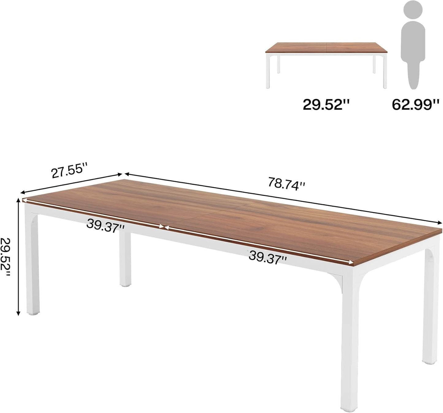 78.7 Inches Extra Long Computer Desk 2 Person Desk, Double Long Desk,