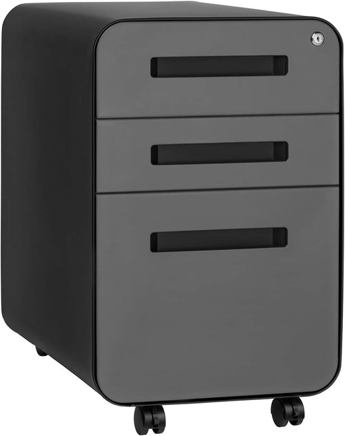 Stockpile 3 Drawer File Cabinet with Lock - under Office Desk Metal