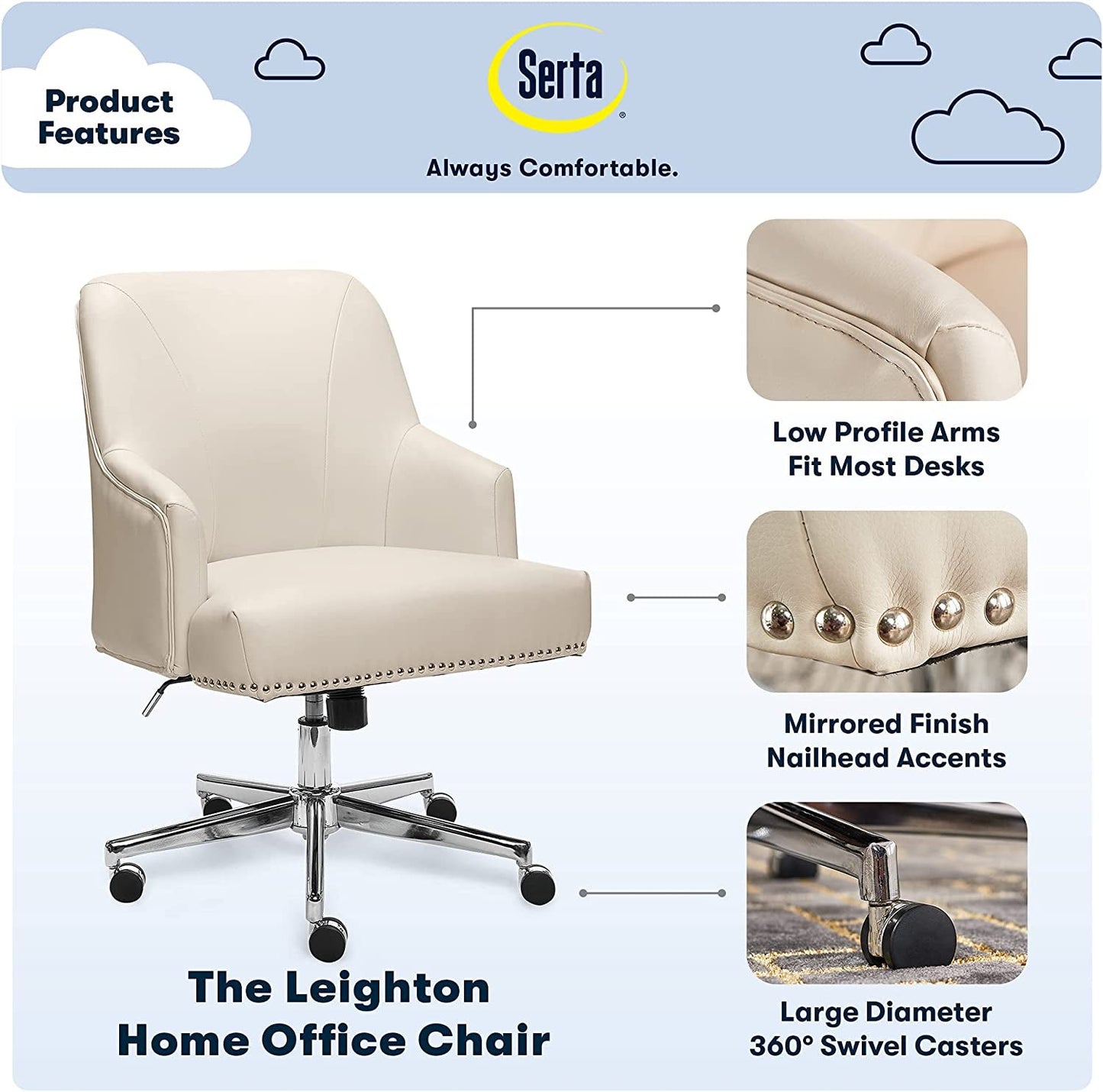 Serta Memory Foam Office Chair with Adjustable Height
