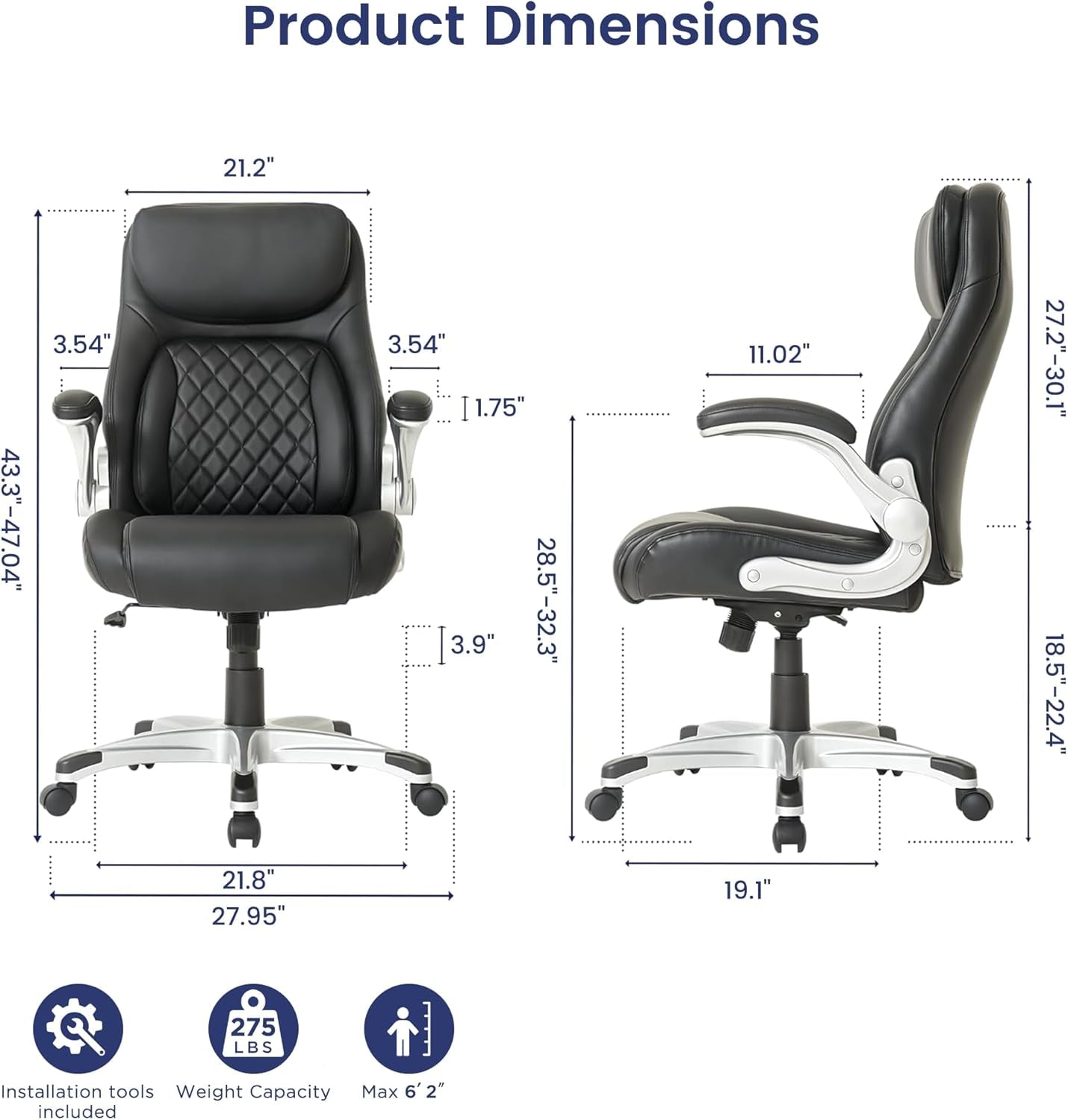 Ergonomic Office Chair Premium Microfiber Leather Adjustable Lumbar