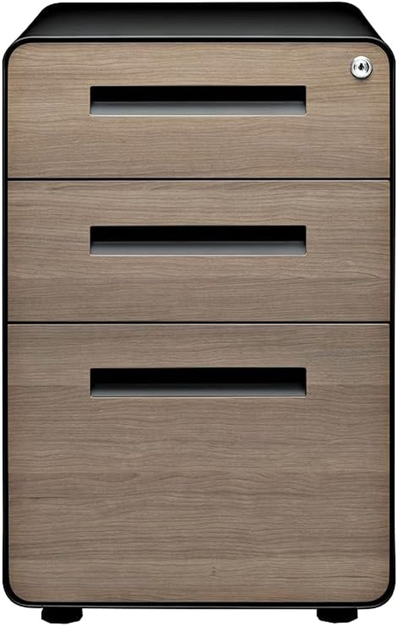 Stockpile 3 Drawer File Cabinet with Lock - under Office Desk Metal