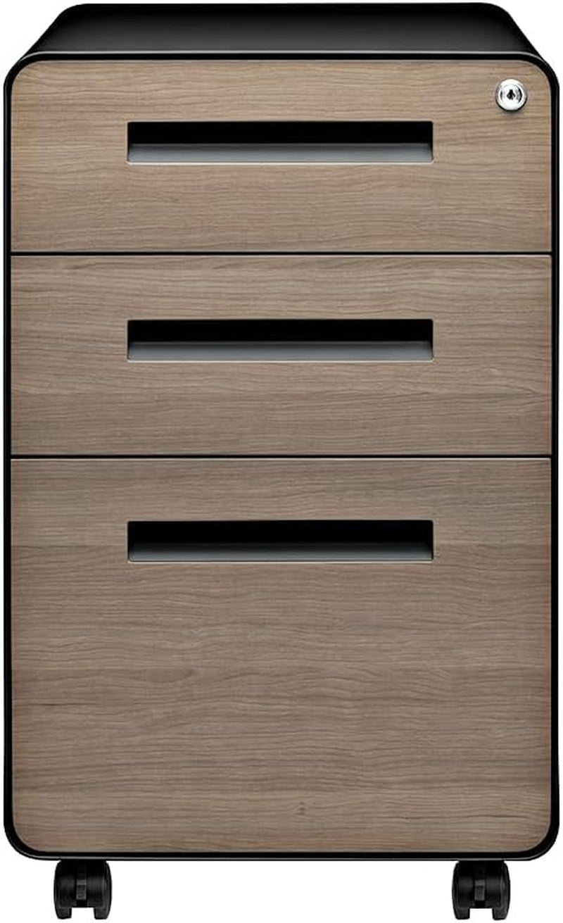 Stockpile 3 Drawer File Cabinet with Lock - under Office Desk Metal