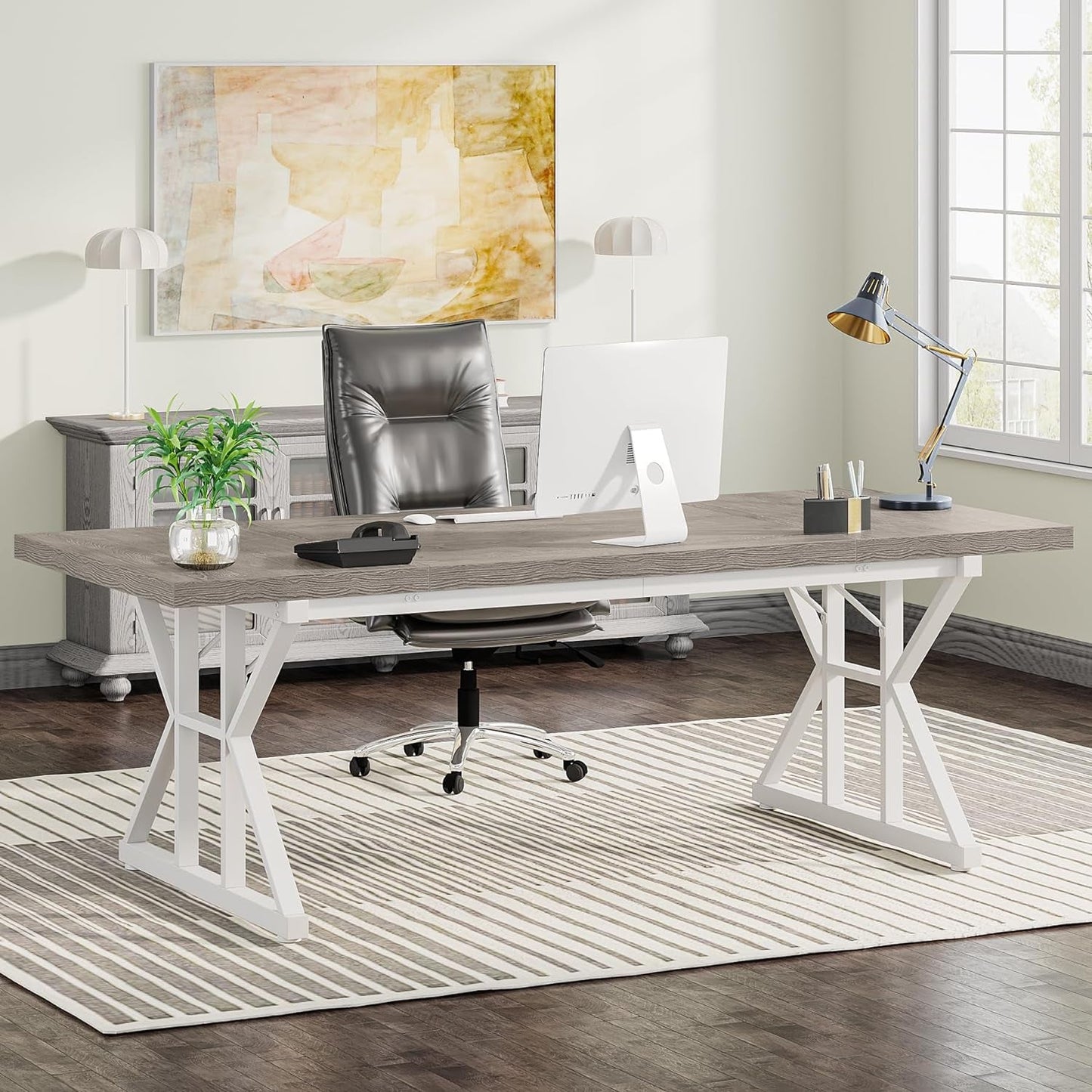 70.8-Inch Executive Desk, Large Computer Office Desk Workstation,