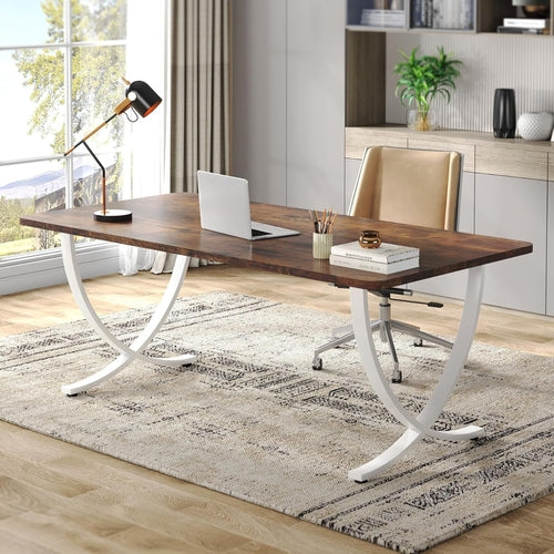 Executive Desk, 63” W X 31.5” D Large Office Desk, Modern Computer