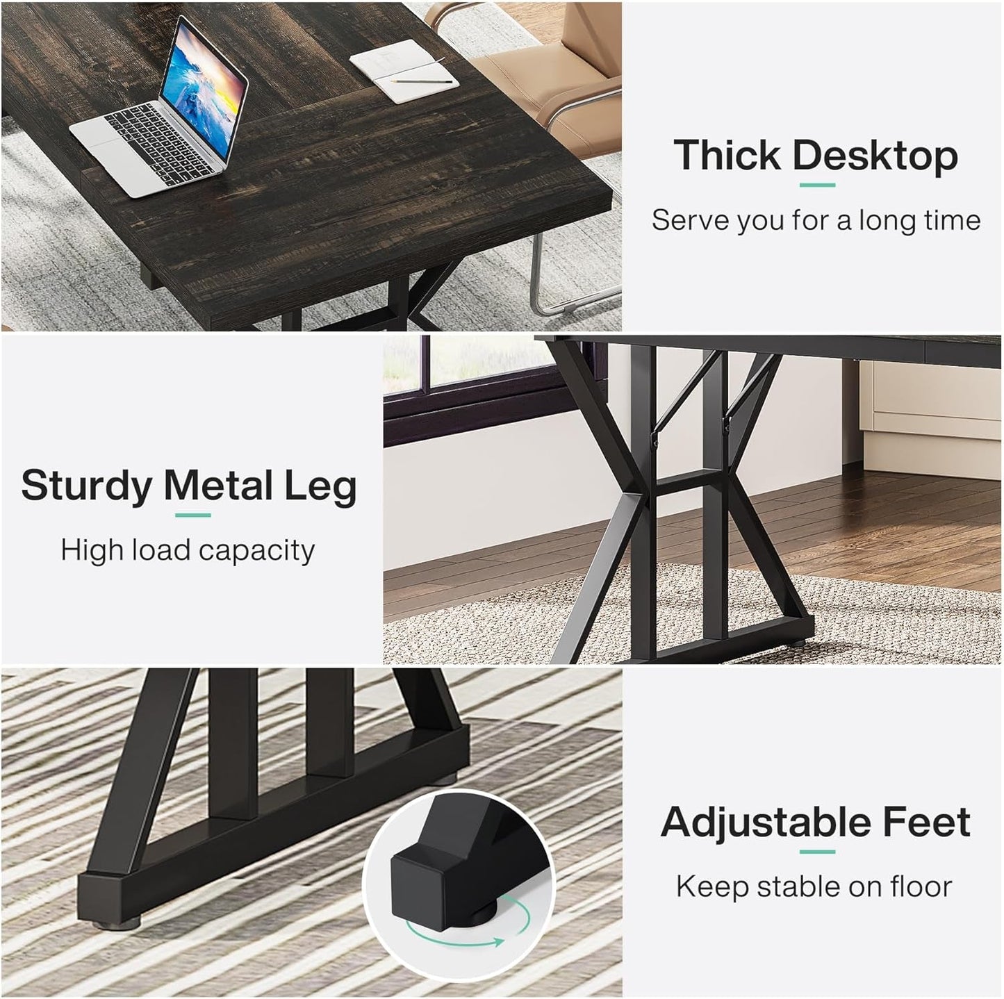 70.8-Inch Executive Desk, Large Computer Office Desk Workstation,