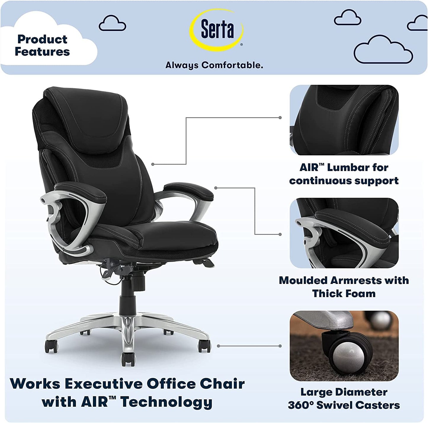 Serta Ergonomic Executive Chair for Health and Wellness