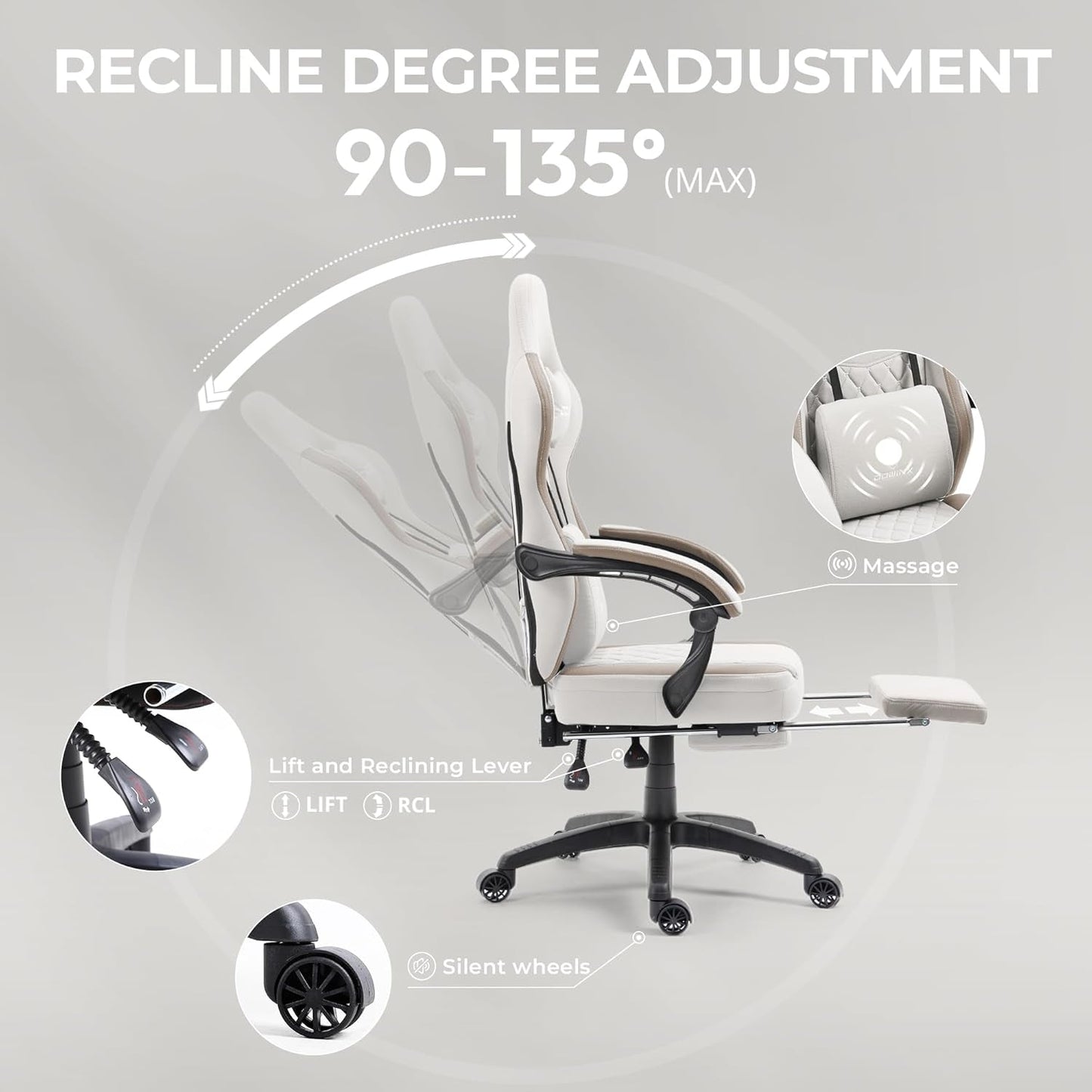 DOWINX Gaming Chair Breathable Fabric Computer Chair with Pocket Spring