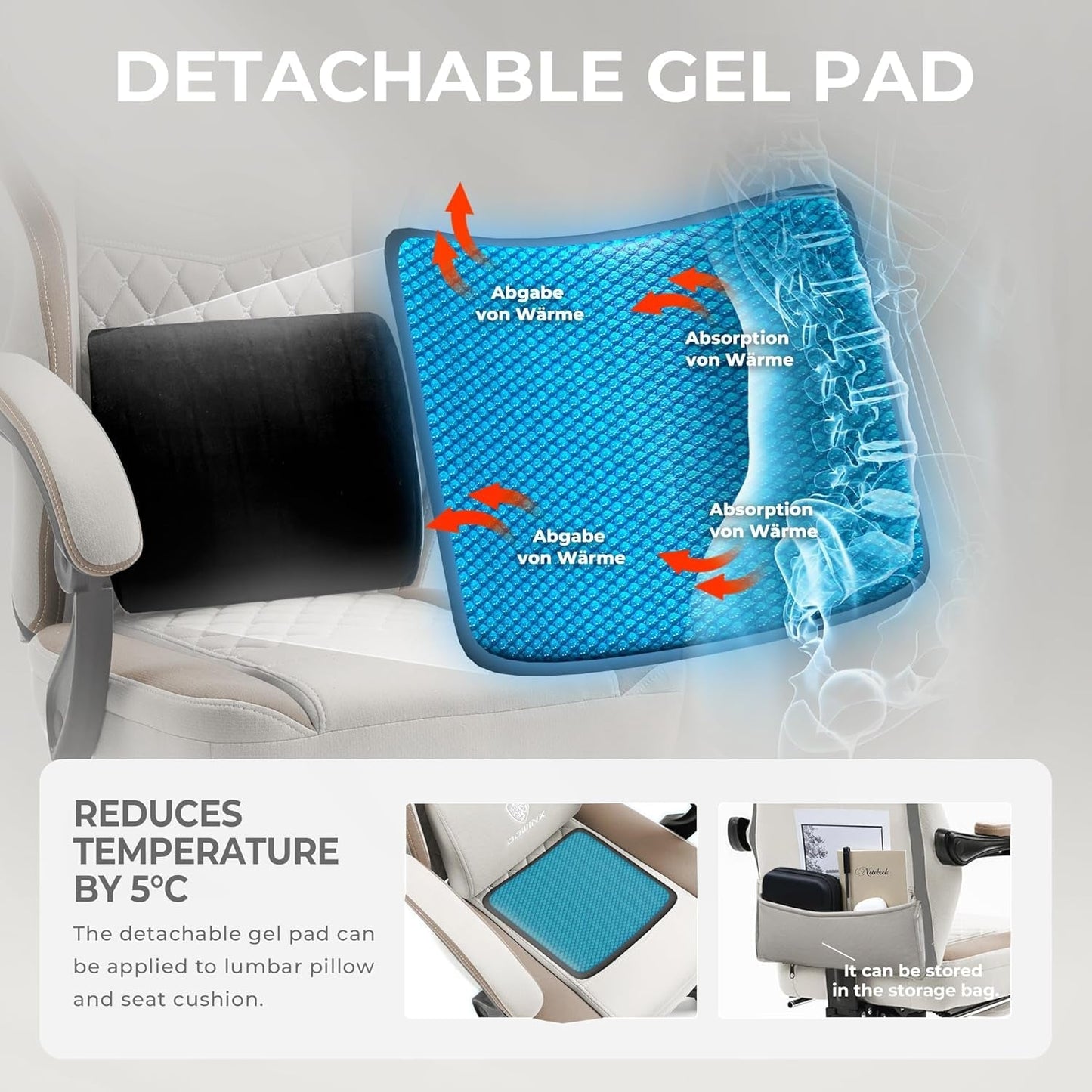 DOWINX Gaming Chair Breathable Fabric Computer Chair with Pocket Spring