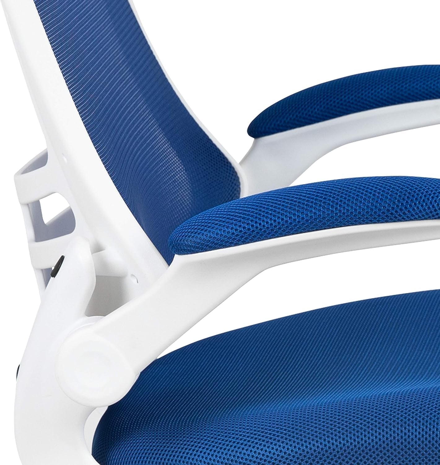 Kelista Office Chair, Ergonomic, Mid-Back, White Frame, Blue Mesh with