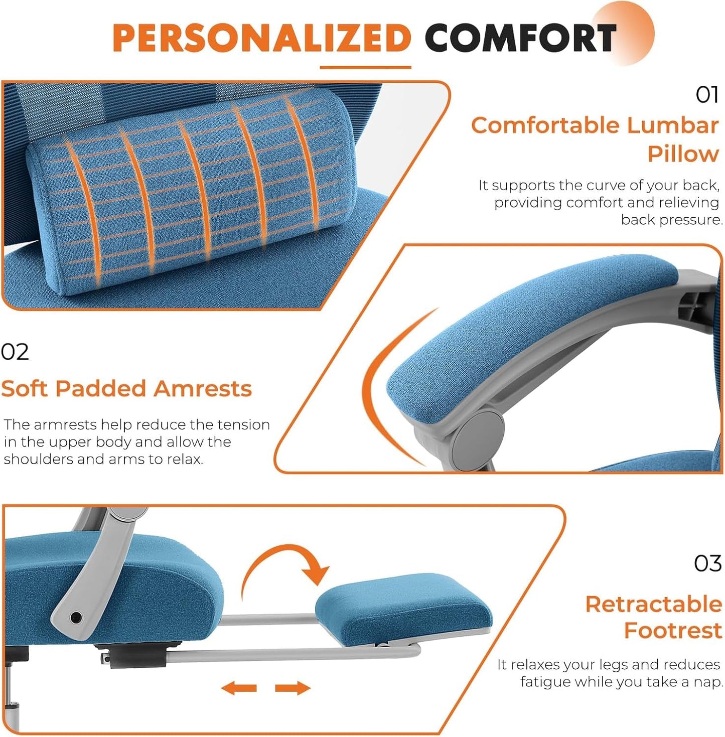 Office Computer Desk Chair, Ergonomic High-Back Mesh Rolling Work