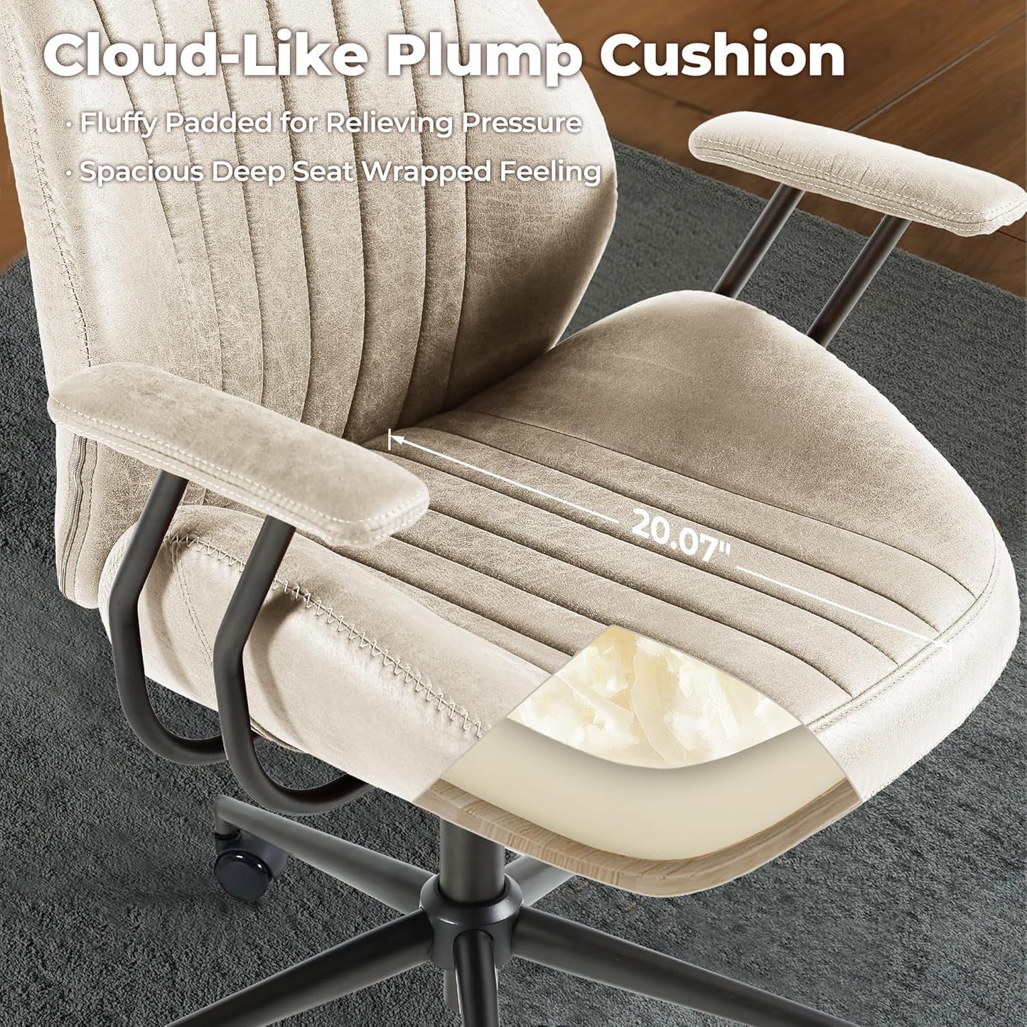 OVIOS Ergonomic Home Office Chair, Mid-Century Modern Leather Chair