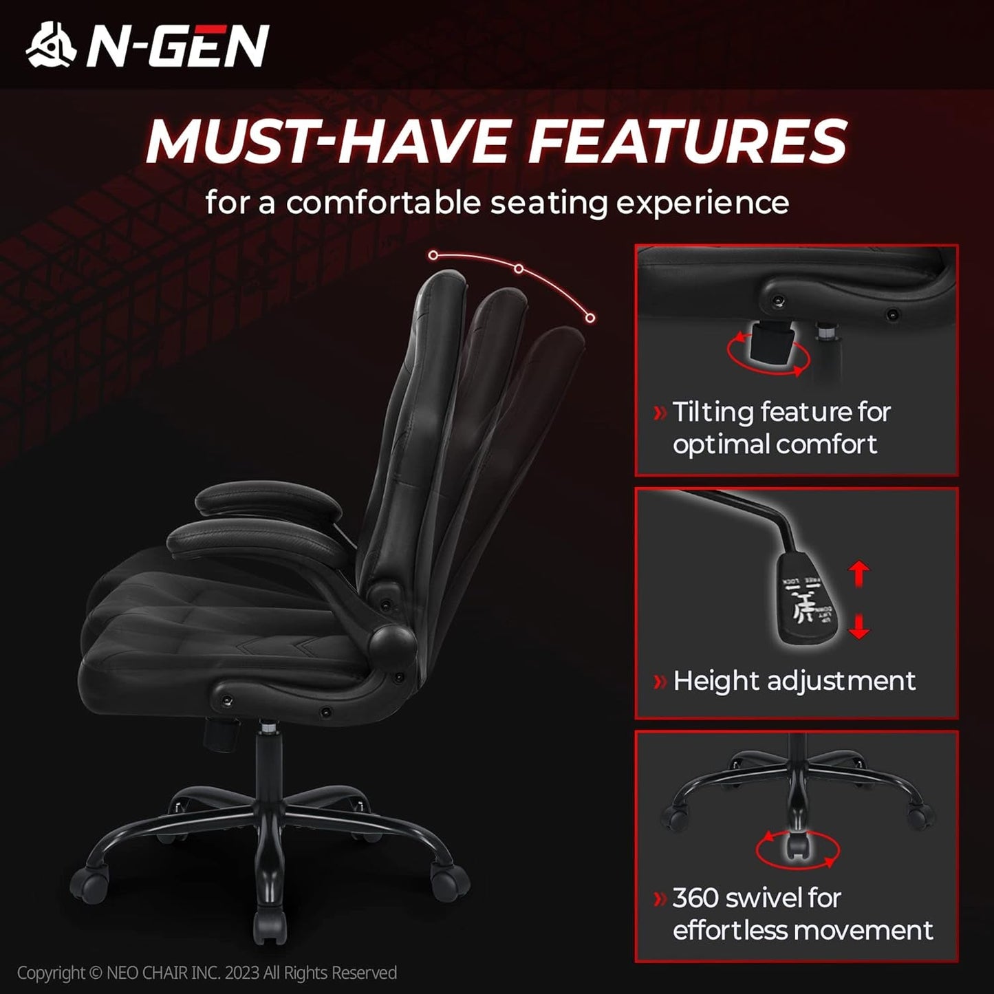 N-GEN Video Gaming Computer Chair Ergonomic Office Chair Desk Chair