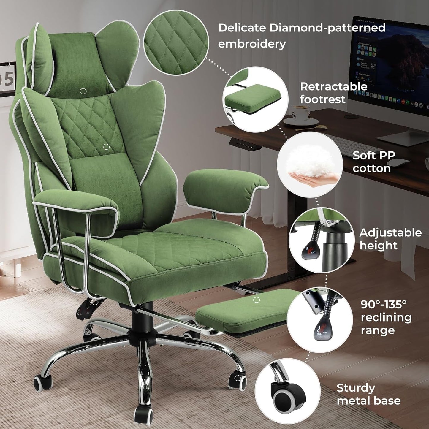 Big and Tall Gaming Chair with Pocket Spring Lumbar Support, Ergonomic